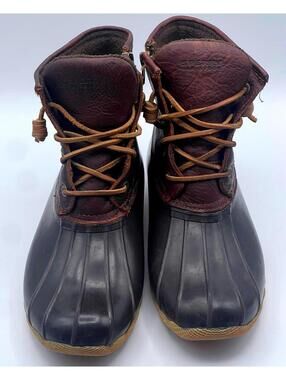 Sperry Duck Boots Brown Leather and Rubber Waterproof Women's 8.5